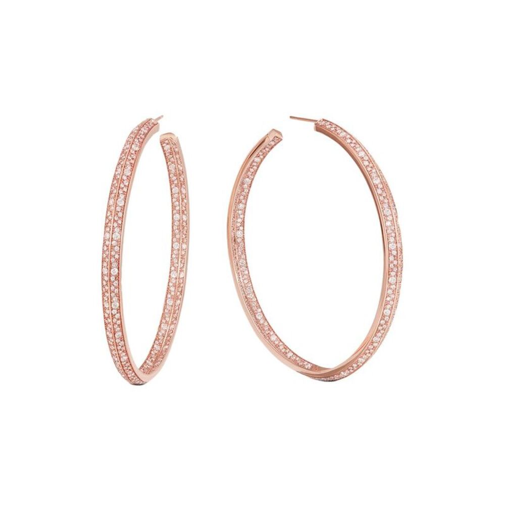 Lana 14K Rose Gold 3.57 Ct. Tw. Diamond Scattered Edge Hoops, Gold